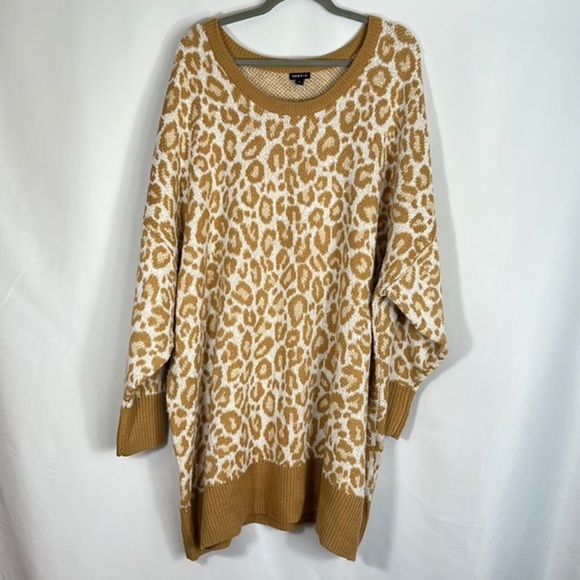 Torrid Drop Shoulder Tunic Sweater “Popcorn Leopard” NWT - Picture 3 of 10